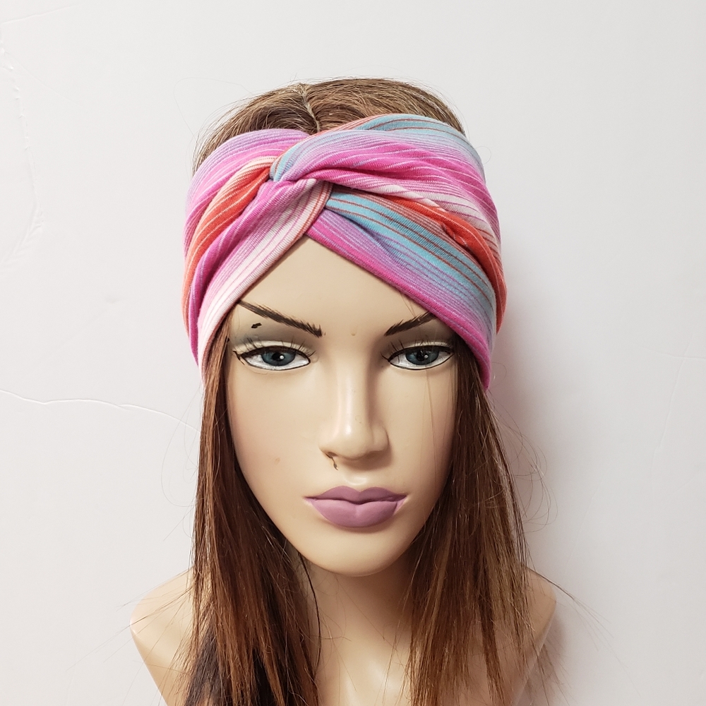 Wide Sherbet Striped Turban Headband Turbans Wraps